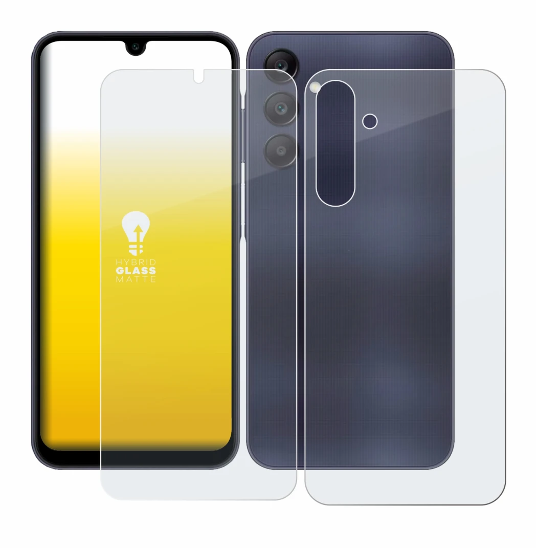 Imagen del dispositivo Samsung Galaxy A25 5G (Frontal+Trasero) con una amplia variedad de protectores de pantalla.