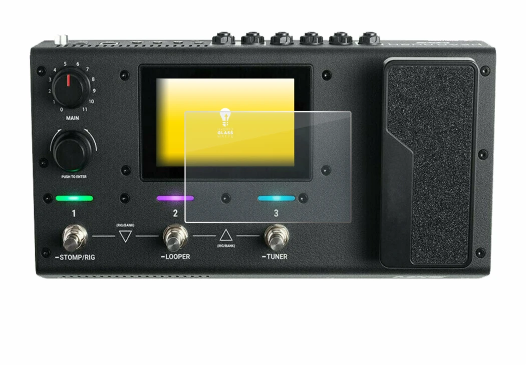 Imagen del dispositivo Headrush MX5 con una amplia variedad de protectores de pantalla.