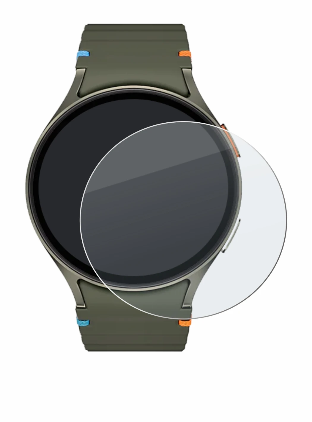 Imagen del dispositivo Samsung Galaxy Watch 7 (44 mm) con una amplia variedad de protectores de pantalla.