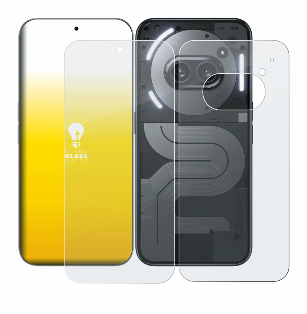 Imagen del dispositivo Nothing Phone (2a) Plus (Frontal+Trasero) con una amplia variedad de protectores de pantalla.