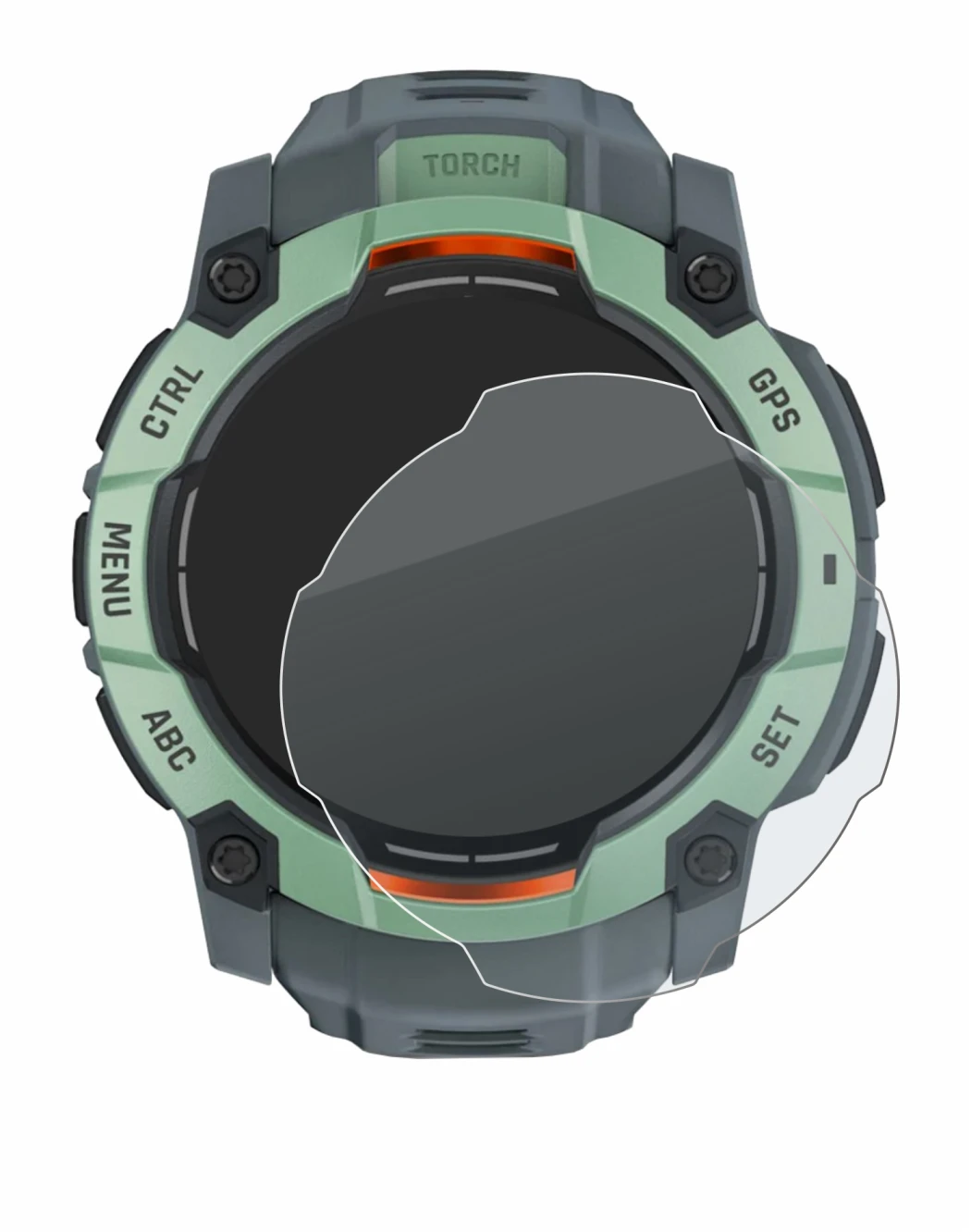 Imagen del dispositivo Garmin Instinct 3 AMOLED (45 mm) con una amplia variedad de protectores de pantalla.