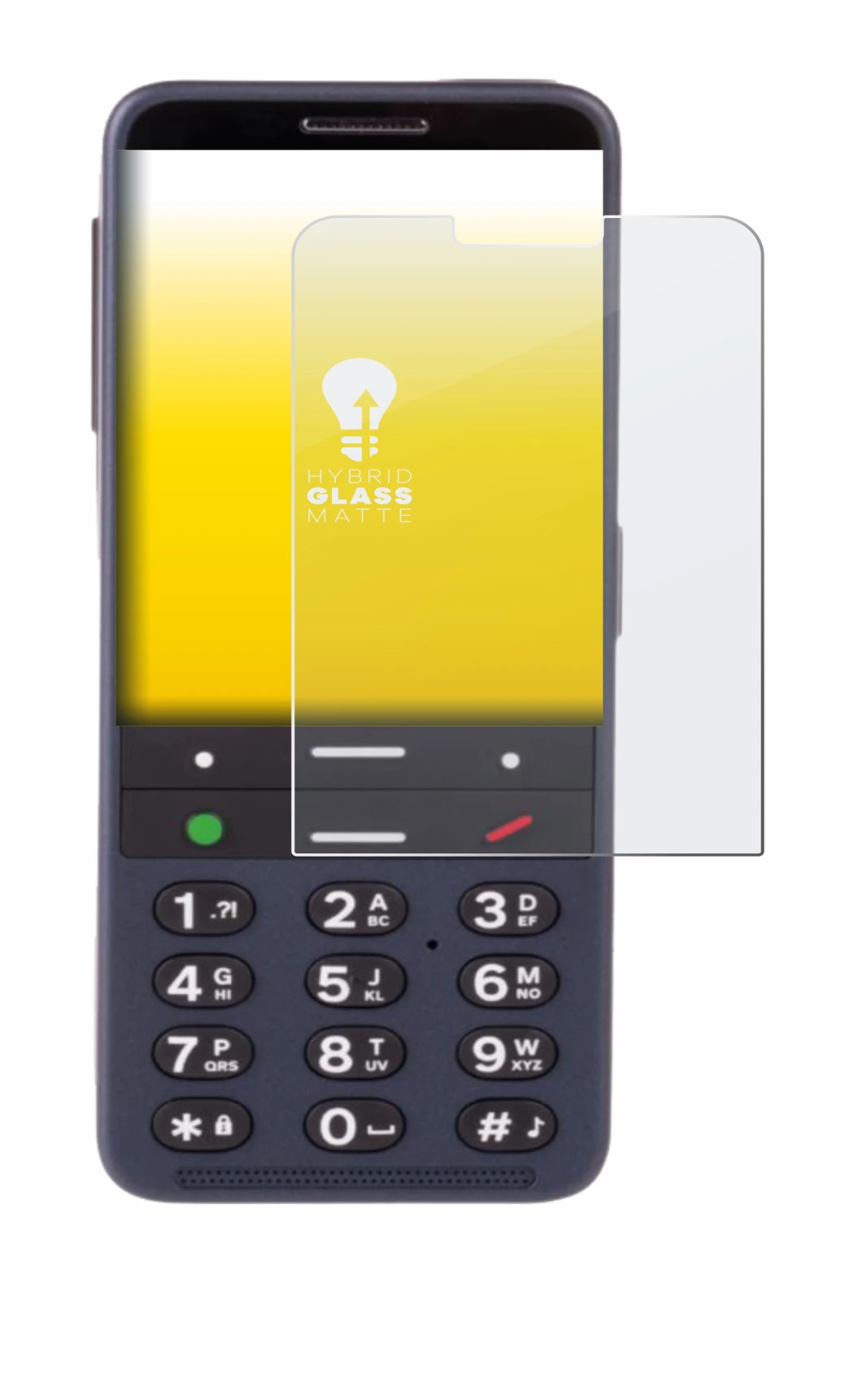 Imagen del dispositivo BlindShell Classic 3 con una amplia variedad de protectores de pantalla.