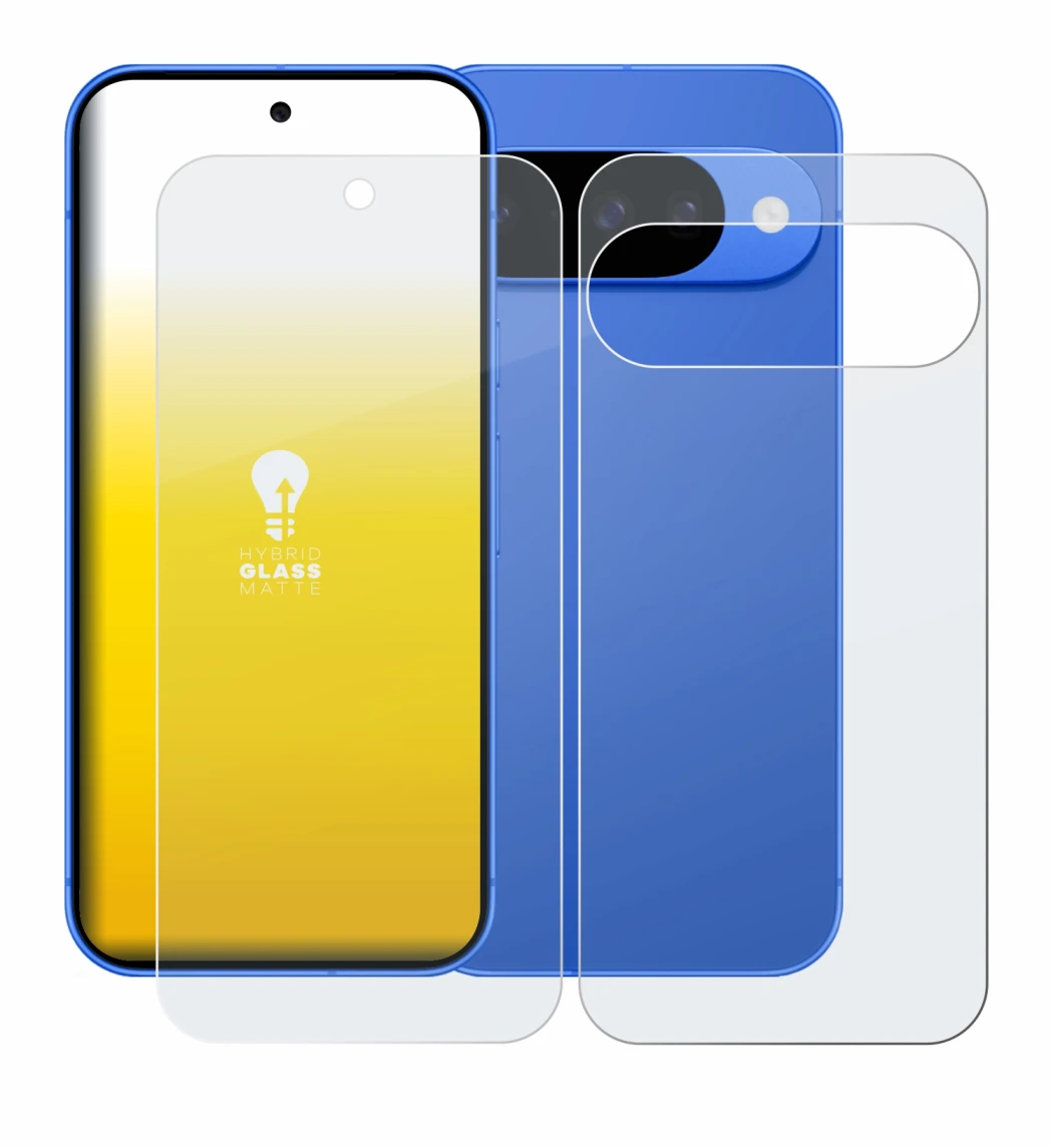 Imagen del dispositivo Google Pixel 10 (Frontal+Trasero) con una amplia variedad de protectores de pantalla.