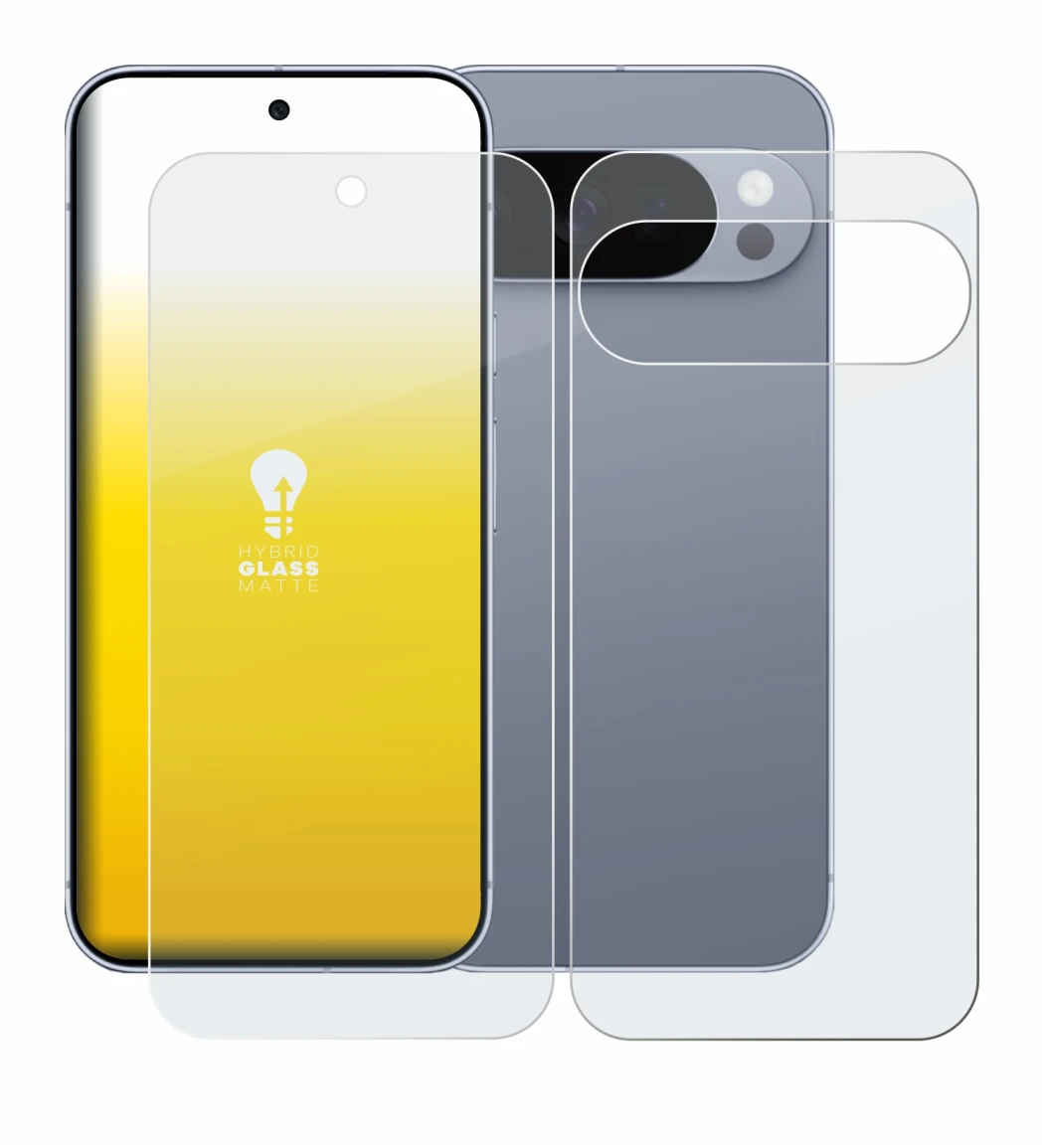 Imagen del dispositivo Google Pixel 10 Pro (Frontal+Trasero) con una amplia variedad de protectores de pantalla.