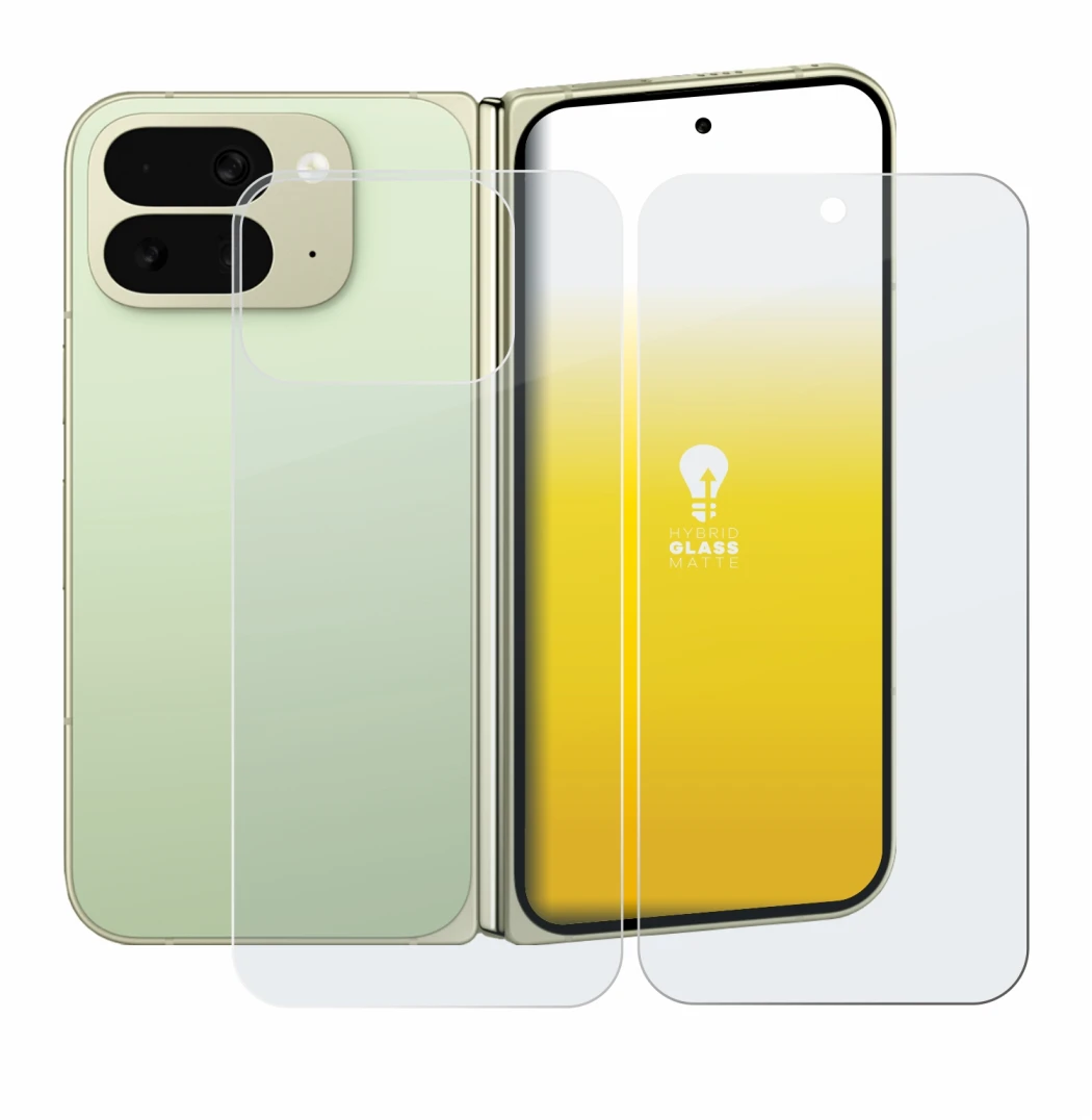 Imagen del dispositivo Google Pixel 10 Pro Fold (Frontal+Trasero) con una amplia variedad de protectores de pantalla.