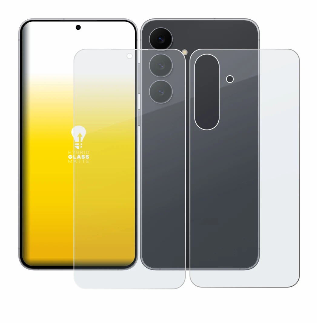 Imagen del dispositivo Samsung Galaxy S25 FE (Frontal+Trasero) con una amplia variedad de protectores de pantalla.