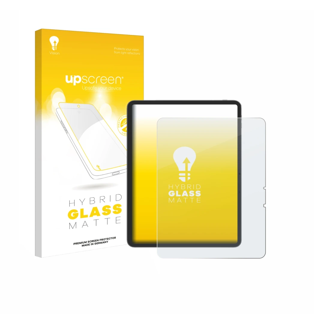 Parte frontal de un envase de producto con el logotipo de la marca upscreen. Al lado se muestra el dispositivo Blackview Link 