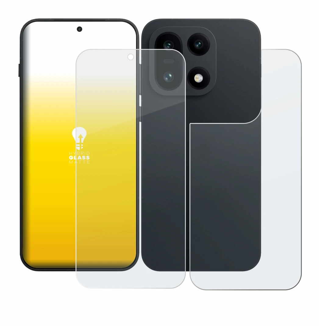 Imagen del dispositivo OnePlus 15 (Frontal+Trasero) con una amplia variedad de protectores de pantalla.