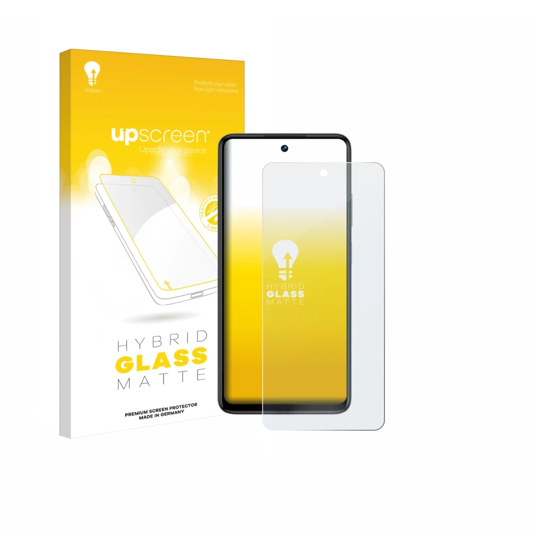 Parte frontal de un envase de producto con el logotipo de la marca upscreen. Al lado se muestra el dispositivo Philips S7710 O