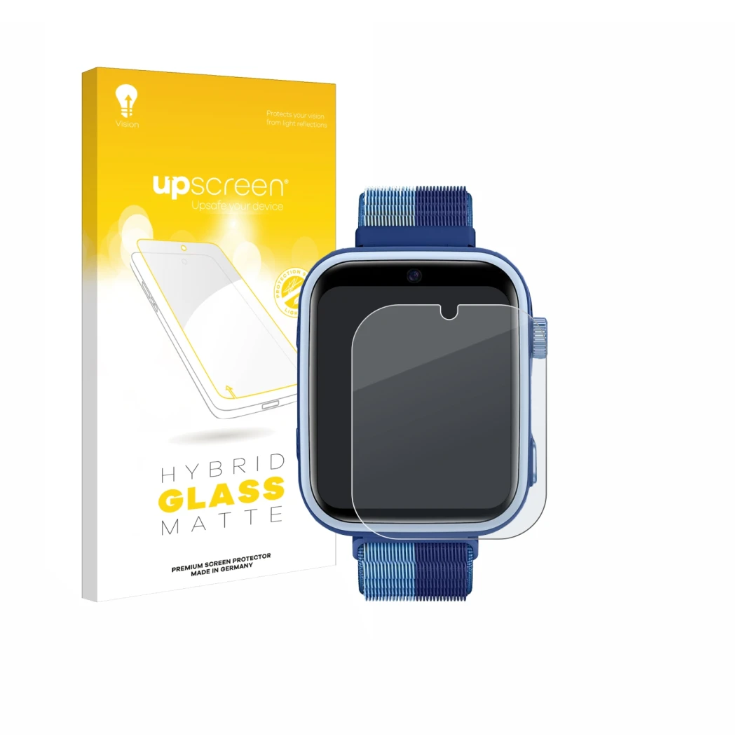 Parte frontal de un envase de producto con el logotipo de la marca upscreen. Al lado se muestra el dispositivo Oliimptek T45 c