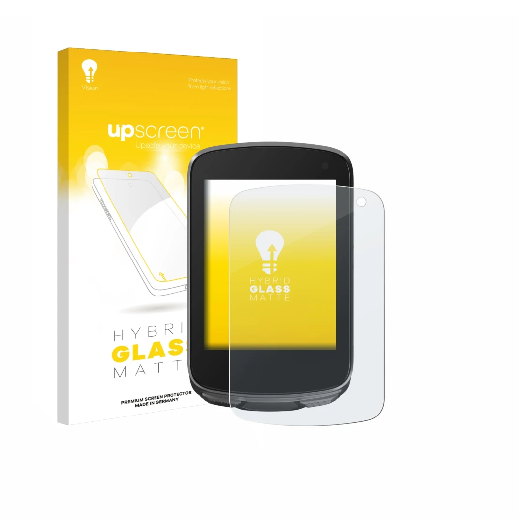 Parte frontal de un envase de producto con el logotipo de la marca upscreen. Al lado se muestra el dispositivo Geoid CC700 Pro