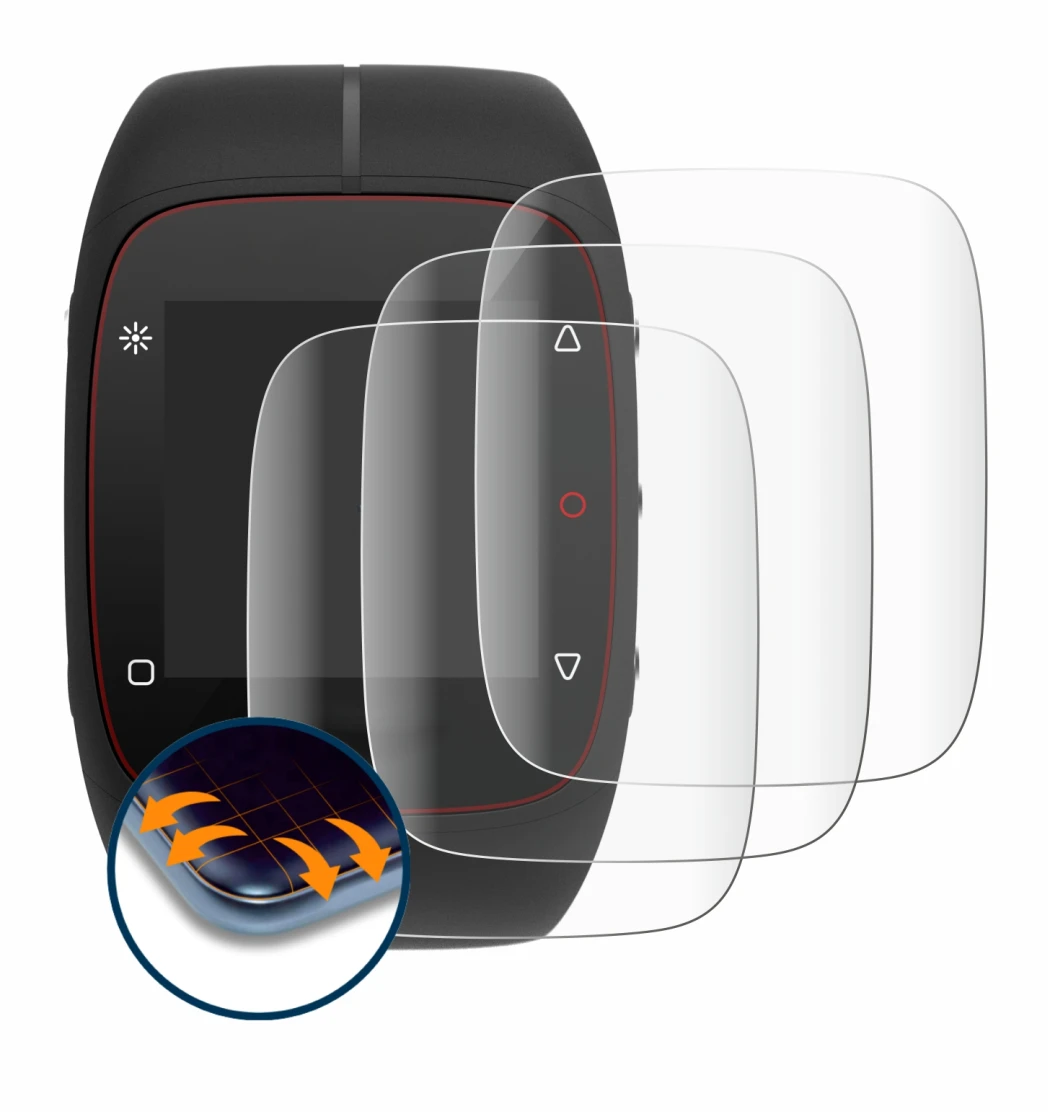 Imagen del dispositivo Polar M400 con una amplia variedad de protectores de pantalla.