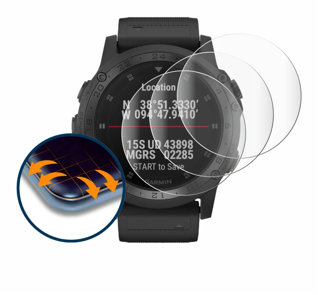 Imagen del dispositivo Garmin Tactix Charlie con una amplia variedad de protectores de pantalla.