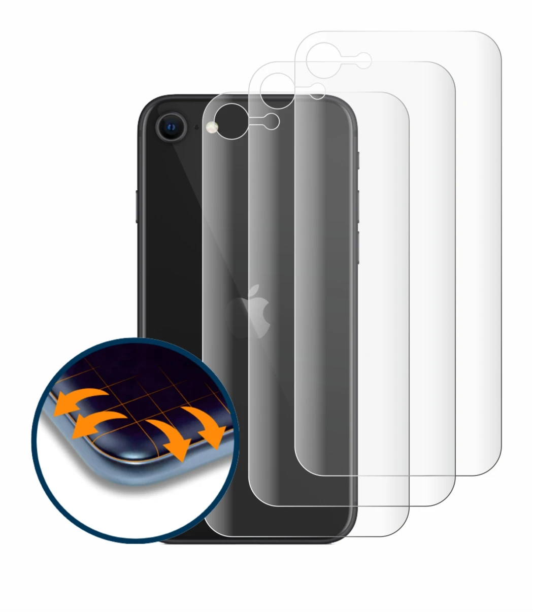 Imagen del dispositivo Apple iPhone SE 2 2020 (Trasera) con una amplia variedad de protectores de pantalla.