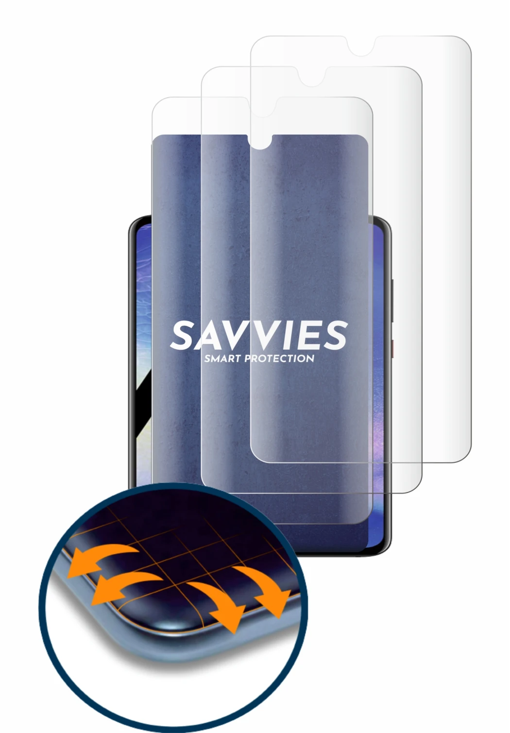 Imagen del dispositivo Huawei Mate 20 con una amplia variedad de protectores de pantalla.