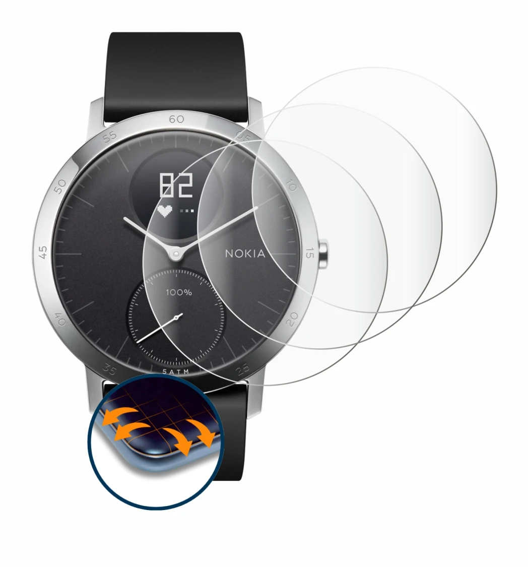 Imagen del dispositivo Withings Steel HR (40 mm) con una amplia variedad de protectores de pantalla.