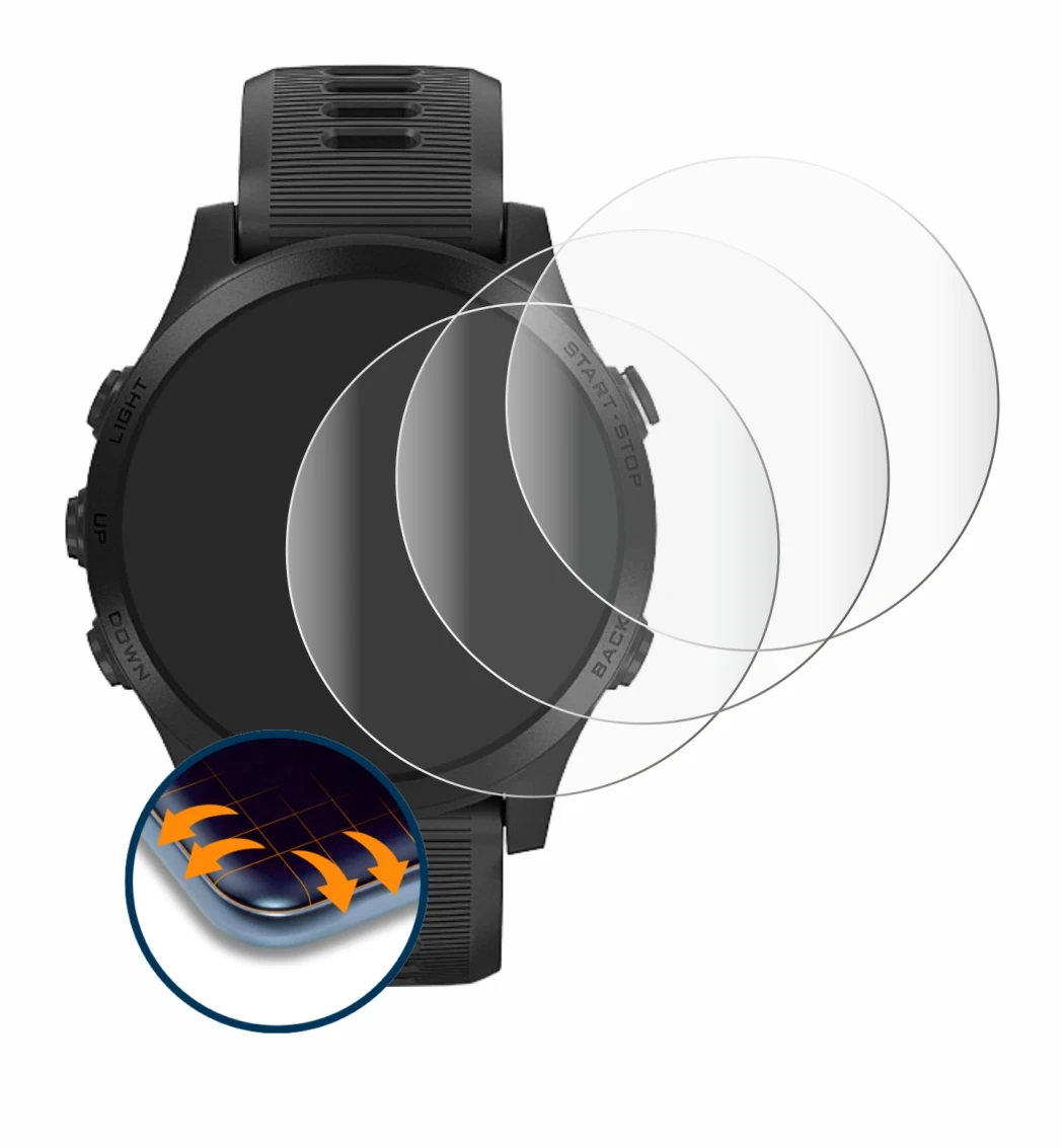 Imagen del dispositivo Garmin Forerunner 945 con una amplia variedad de protectores de pantalla.
