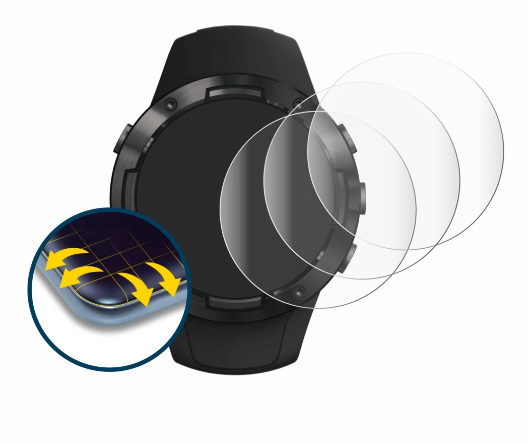 Imagen del dispositivo Suunto 5 con una amplia variedad de protectores de pantalla.