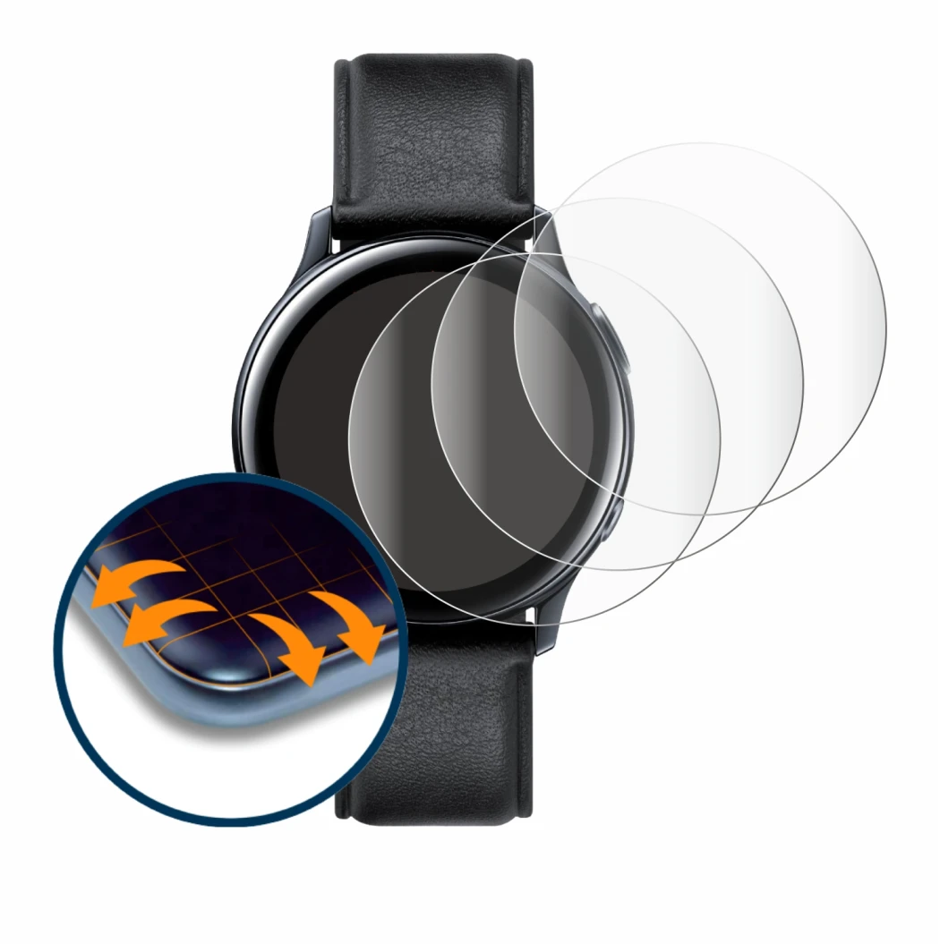 Imagen del dispositivo Samsung Galaxy Watch Active 2 (40mm) con una amplia variedad de protectores de pantalla.