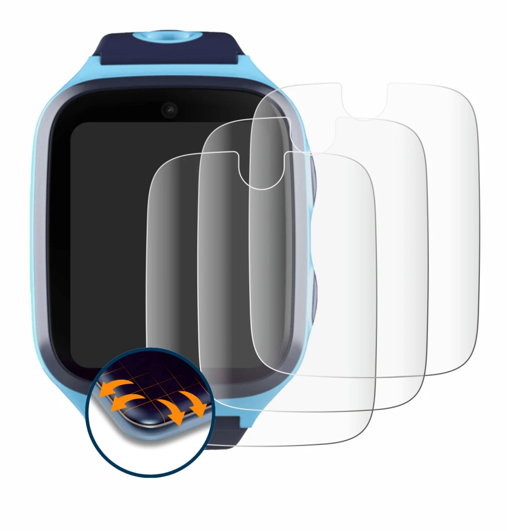 Imagen del dispositivo Xplora X4 con una amplia variedad de protectores de pantalla.