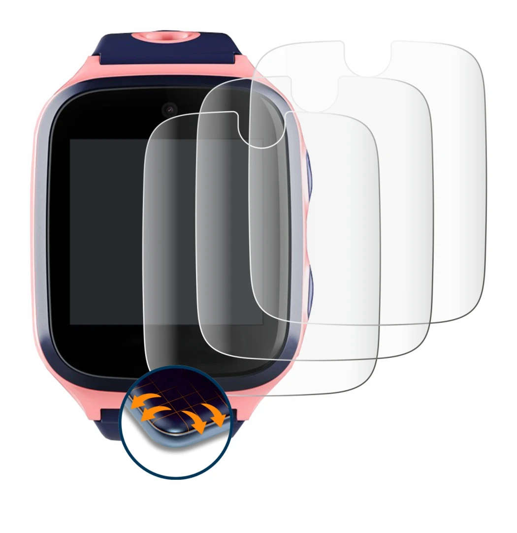 Imagen del dispositivo Xplora 4 con una amplia variedad de protectores de pantalla.