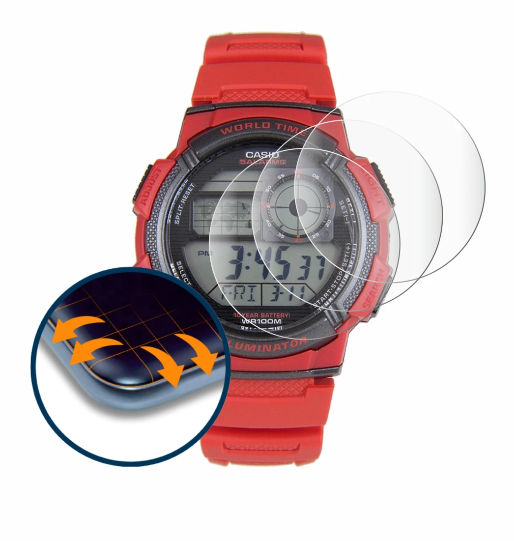Imagen del dispositivo Casio AE-1000W con una amplia variedad de protectores de pantalla.