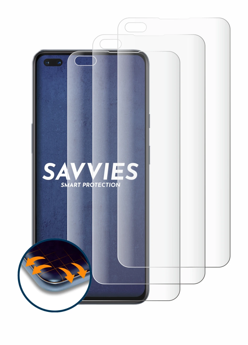 Imagen del dispositivo OnePlus Nord con una amplia variedad de protectores de pantalla.