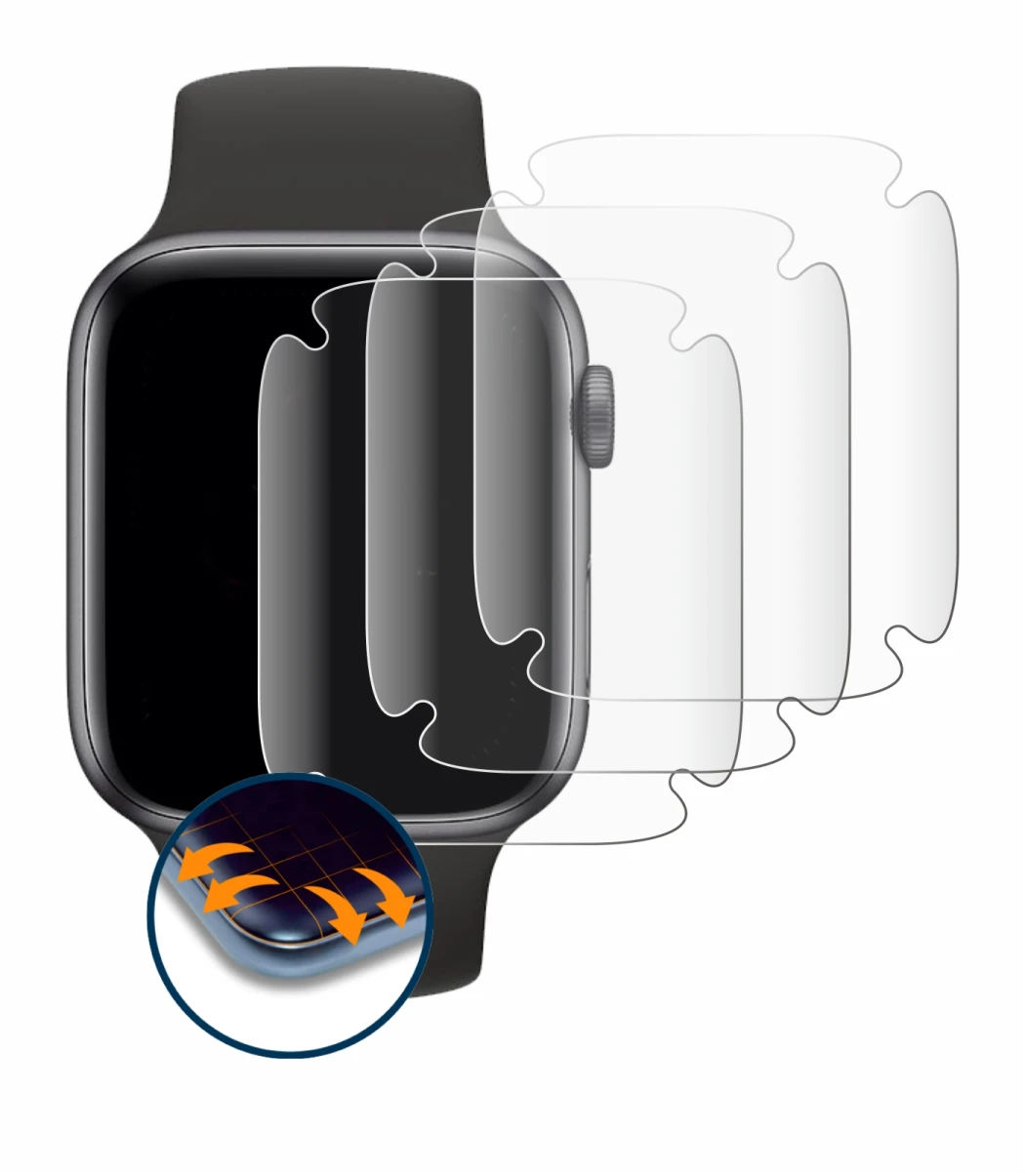 Imagen del dispositivo Apple Watch SE (40 mm) con una amplia variedad de protectores de pantalla.