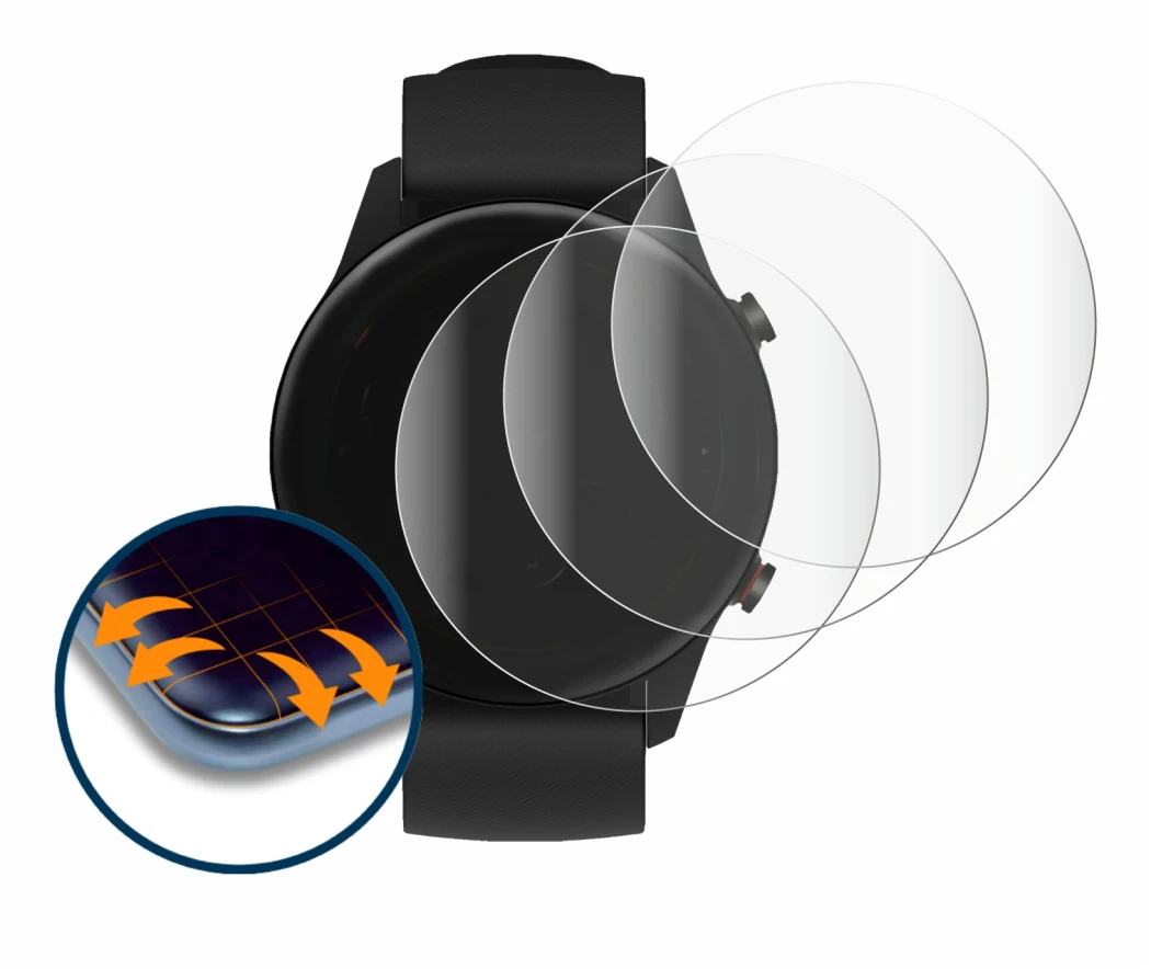 Imagen del dispositivo Xiaomi Mi Watch 2021 con una amplia variedad de protectores de pantalla.
