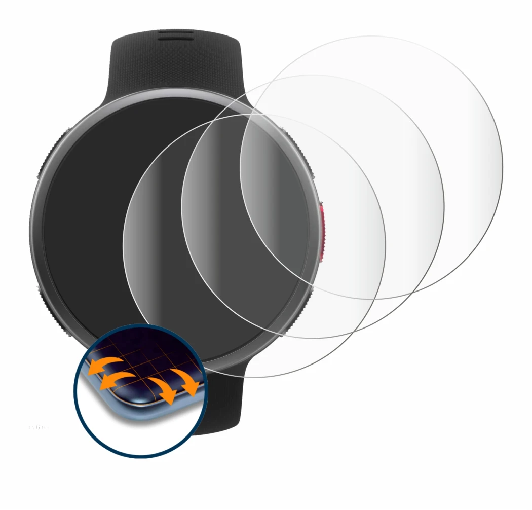 Imagen del dispositivo Polar Vantage V2 con una amplia variedad de protectores de pantalla.