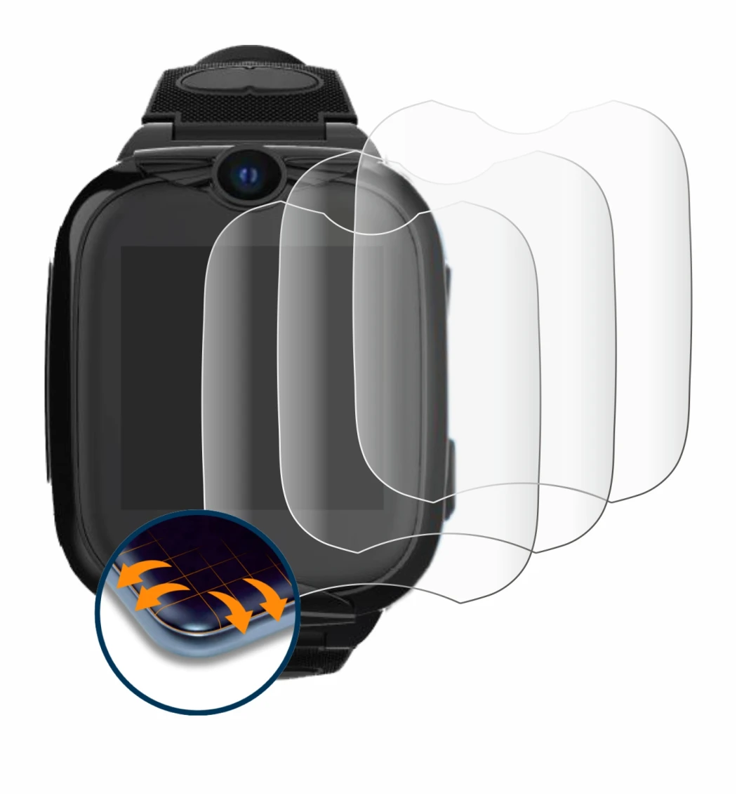 Imagen del dispositivo Xplora Go 2 con una amplia variedad de protectores de pantalla.