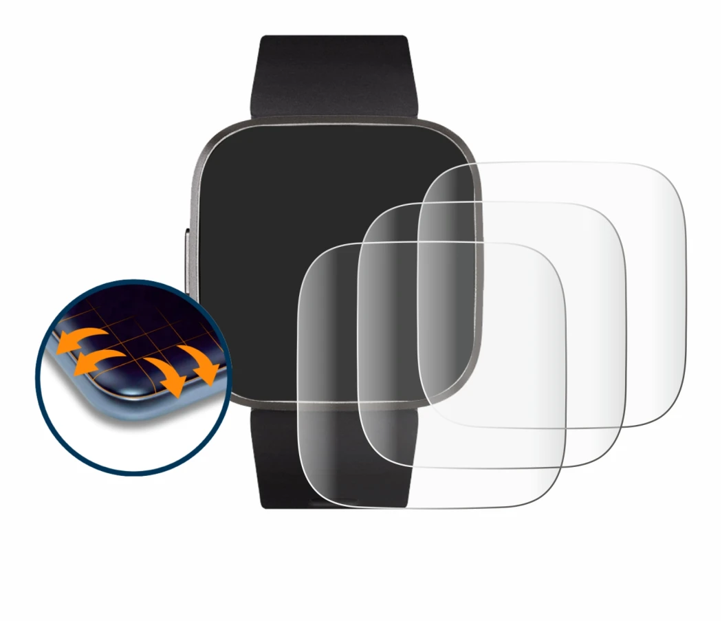 Imagen del dispositivo Fitbit Versa 2 Special Edition con una amplia variedad de protectores de pantalla.