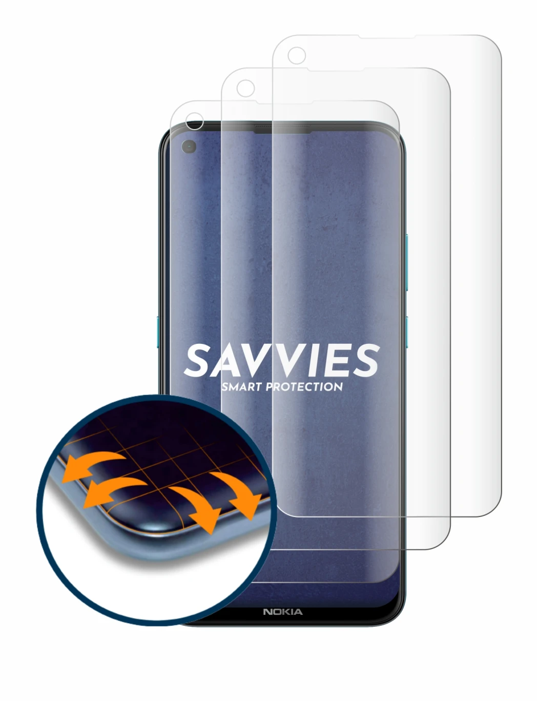 Imagen del dispositivo Nokia 5.4 con una amplia variedad de protectores de pantalla.