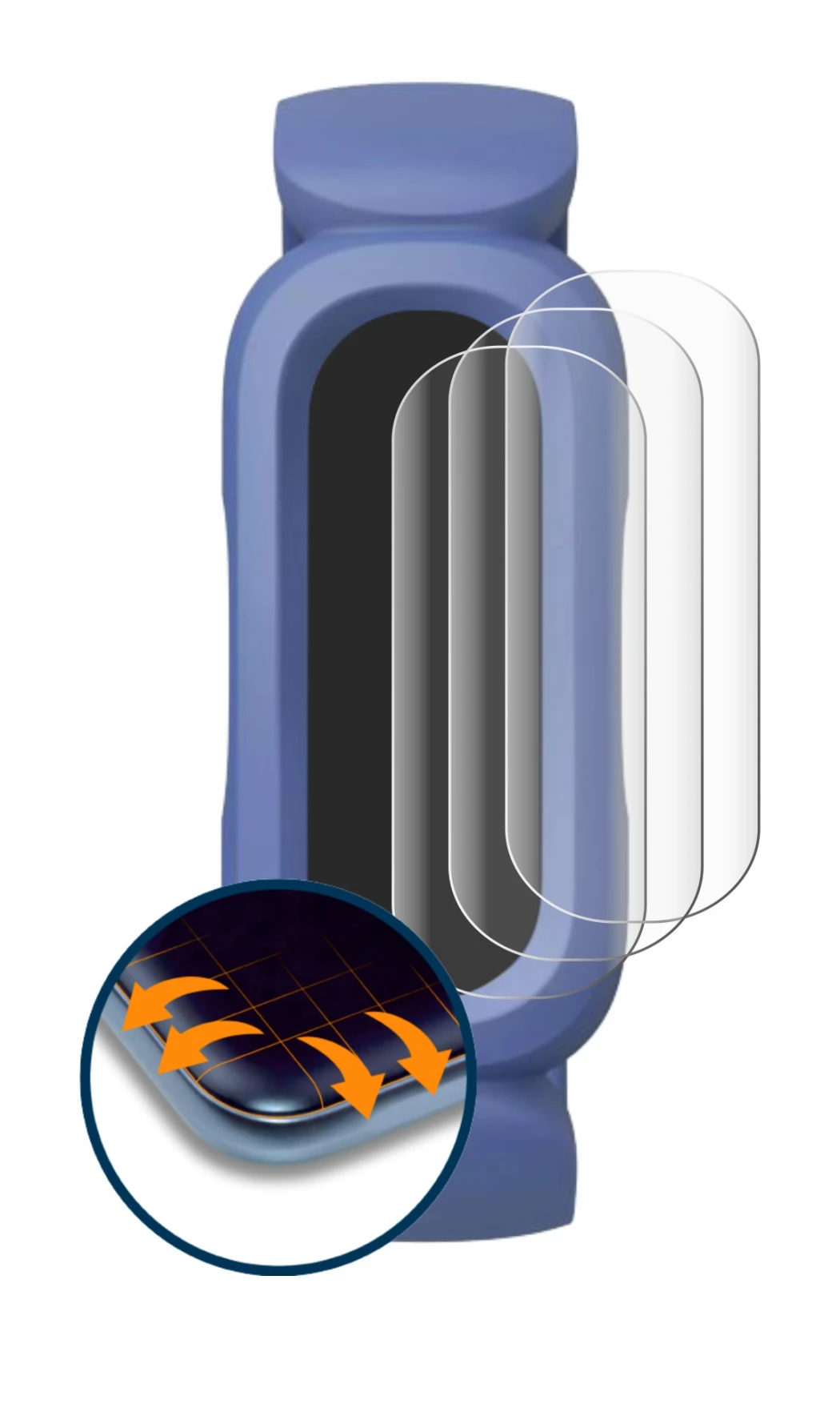 Imagen del dispositivo Fitbit Ace 3 con una amplia variedad de protectores de pantalla.