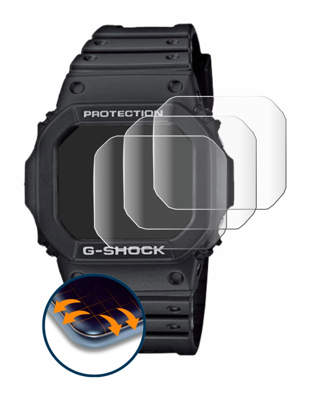 Imagen del dispositivo Casio G-Shock GW-M5610-1ER con una amplia variedad de protectores de pantalla.