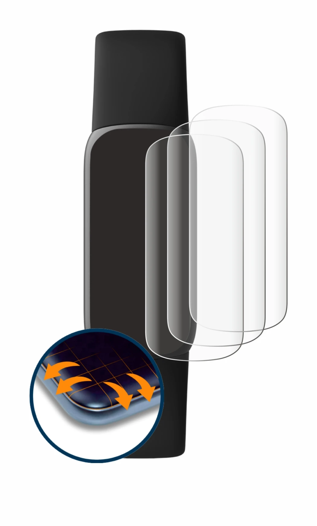 Imagen del dispositivo Fitbit Luxe con una amplia variedad de protectores de pantalla.