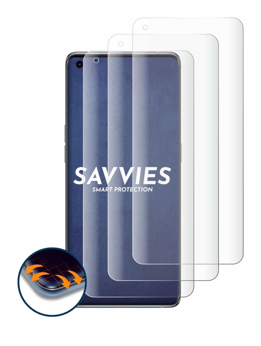 Imagen del dispositivo Oppo Find X5 con una amplia variedad de protectores de pantalla.