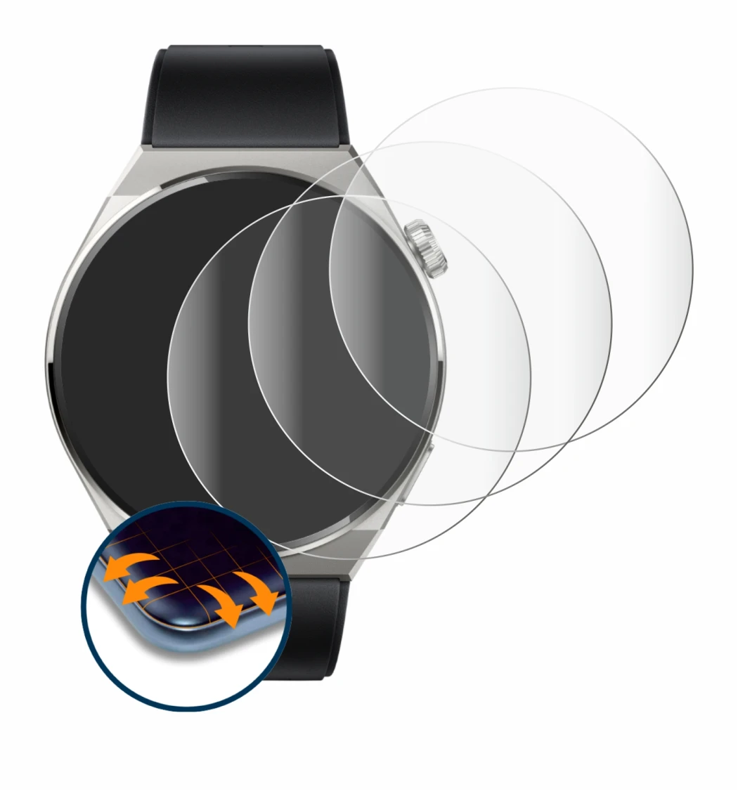 Imagen del dispositivo Huawei Watch GT 3 Pro Titanium (46mm) con una amplia variedad de protectores de pantalla.