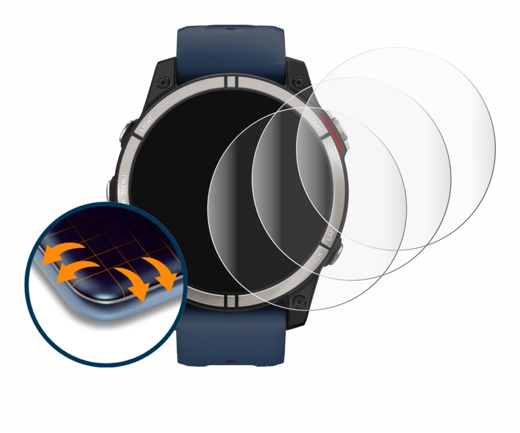 Imagen del dispositivo Garmin quatix 7 con una amplia variedad de protectores de pantalla.