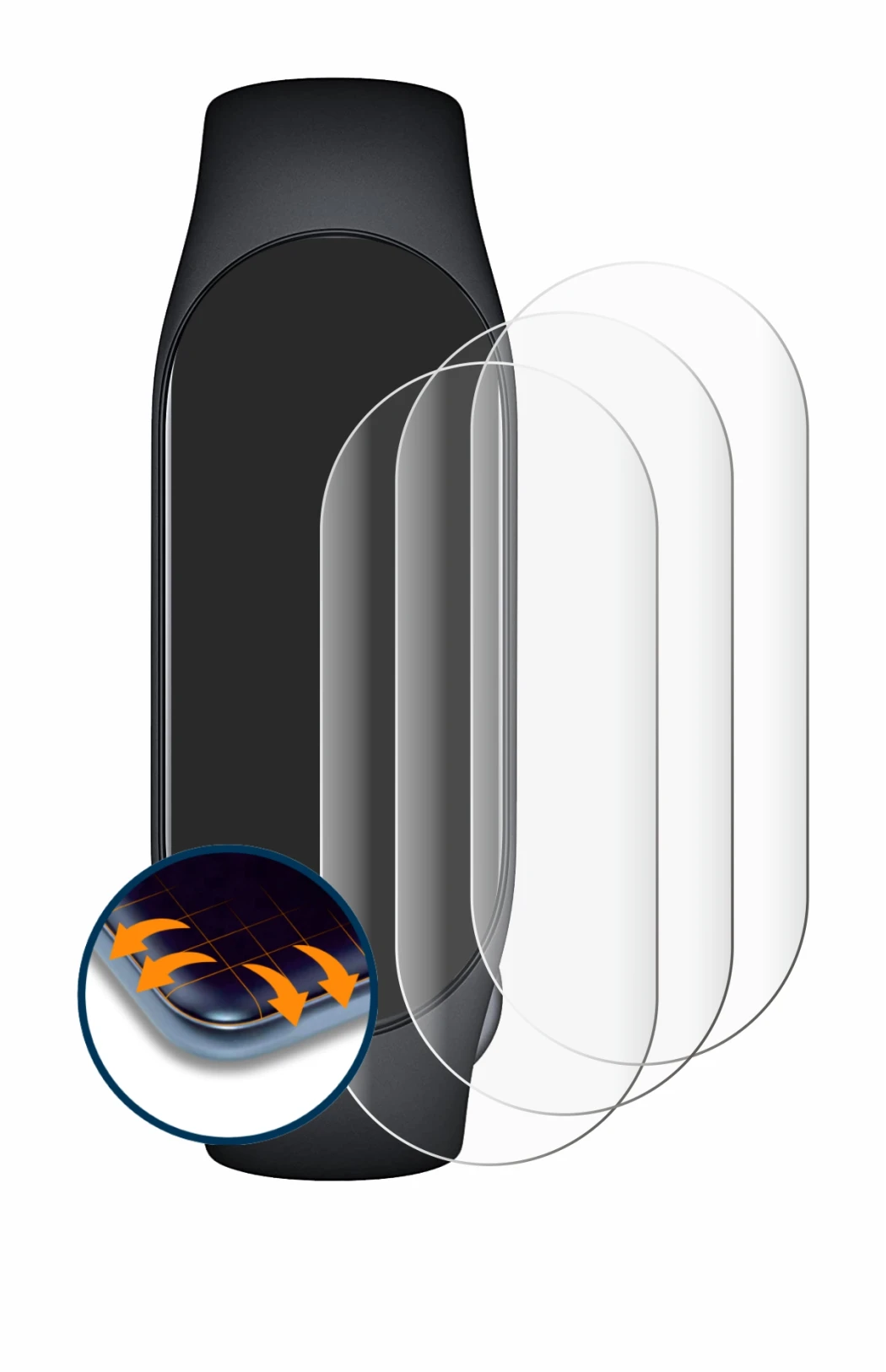 Imagen del dispositivo Xiaomi Smart Band 7 con una amplia variedad de protectores de pantalla.