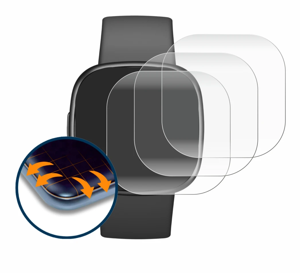 Imagen del dispositivo Fitbit Sense 2 con una amplia variedad de protectores de pantalla.