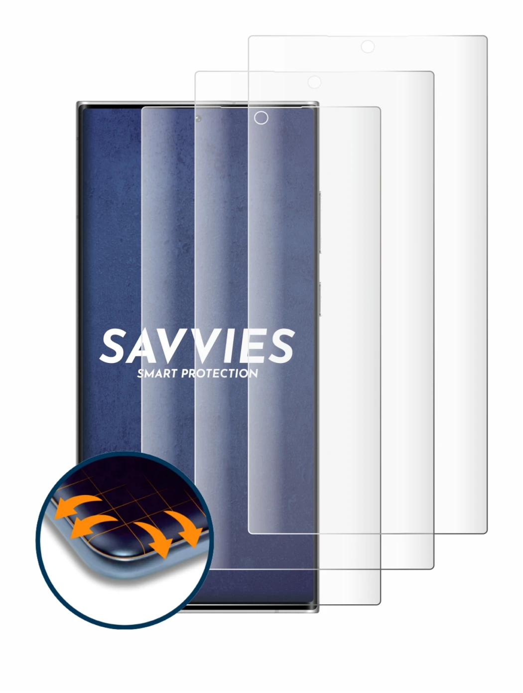 Imagen del dispositivo Samsung Galaxy S22 Ultra 5G (case-friendly) con una amplia variedad de protectores de pantalla.