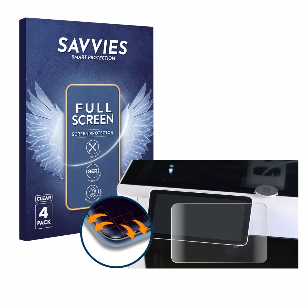 Parte frontal de un envase de producto con el logotipo de la marca Savvies. Al lado se muestra el dispositivo Bambu Lab X1-Car