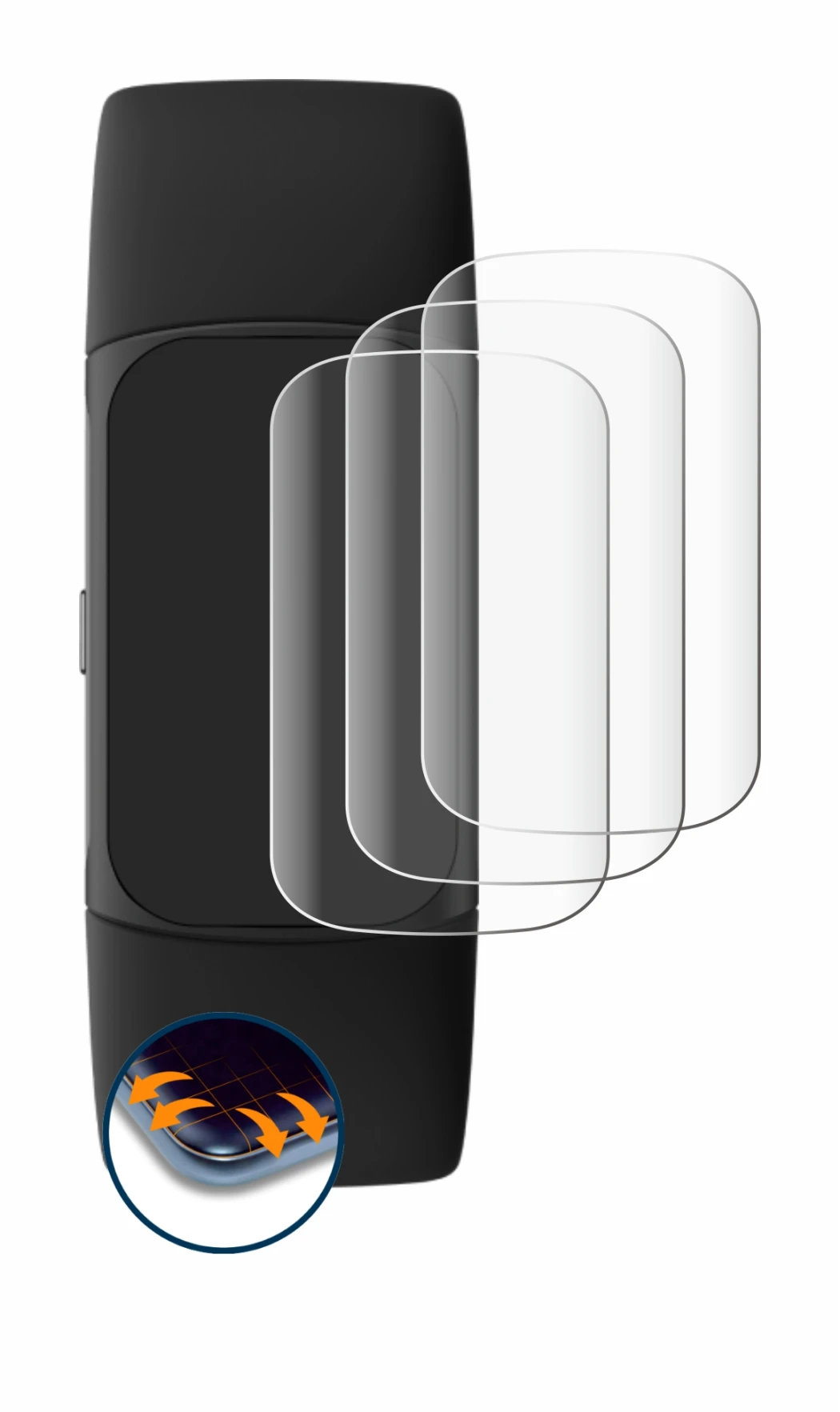 Imagen del dispositivo Fitbit Charge 6 con una amplia variedad de protectores de pantalla.