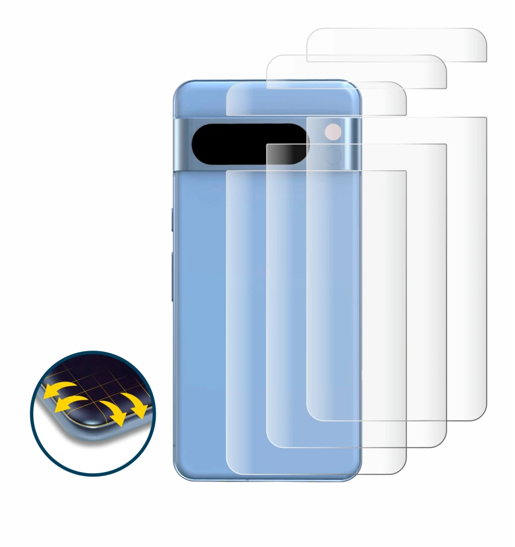 Imagen del dispositivo Google Pixel 8 Pro (Trasero) con una amplia variedad de protectores de pantalla.