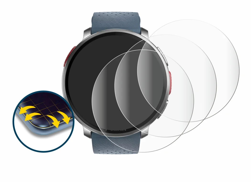 Imagen del dispositivo Polar Vantage V3 con una amplia variedad de protectores de pantalla.