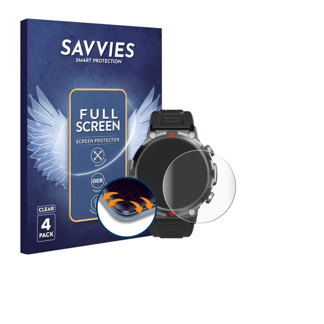 Parte frontal de un envase de producto con el logotipo de la marca Savvies. Al lado se muestra el dispositivo IFMDA S100 1.45