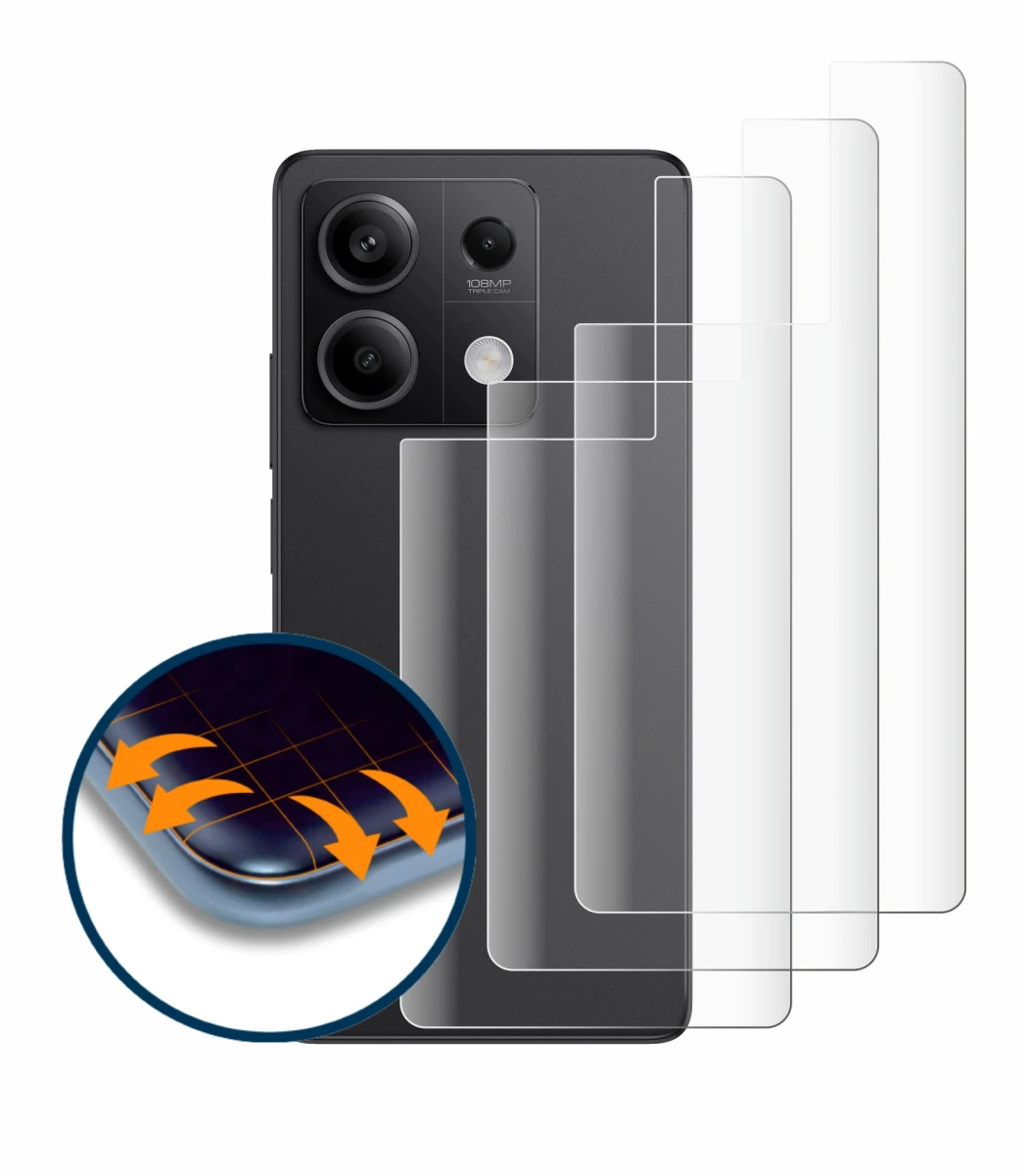 Imagen del dispositivo Xiaomi Redmi Note 13 Pro 5G (Trasero) con una amplia variedad de protectores de pantalla.