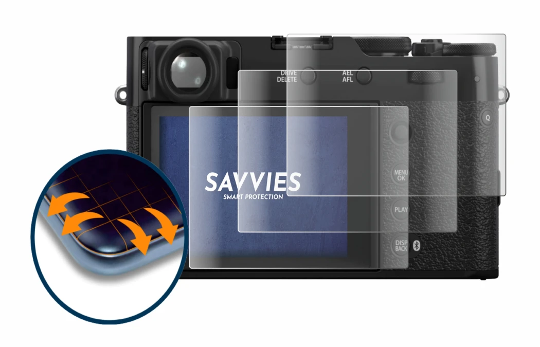 Imagen del dispositivo Fujifilm X100VI con una amplia variedad de protectores de pantalla.