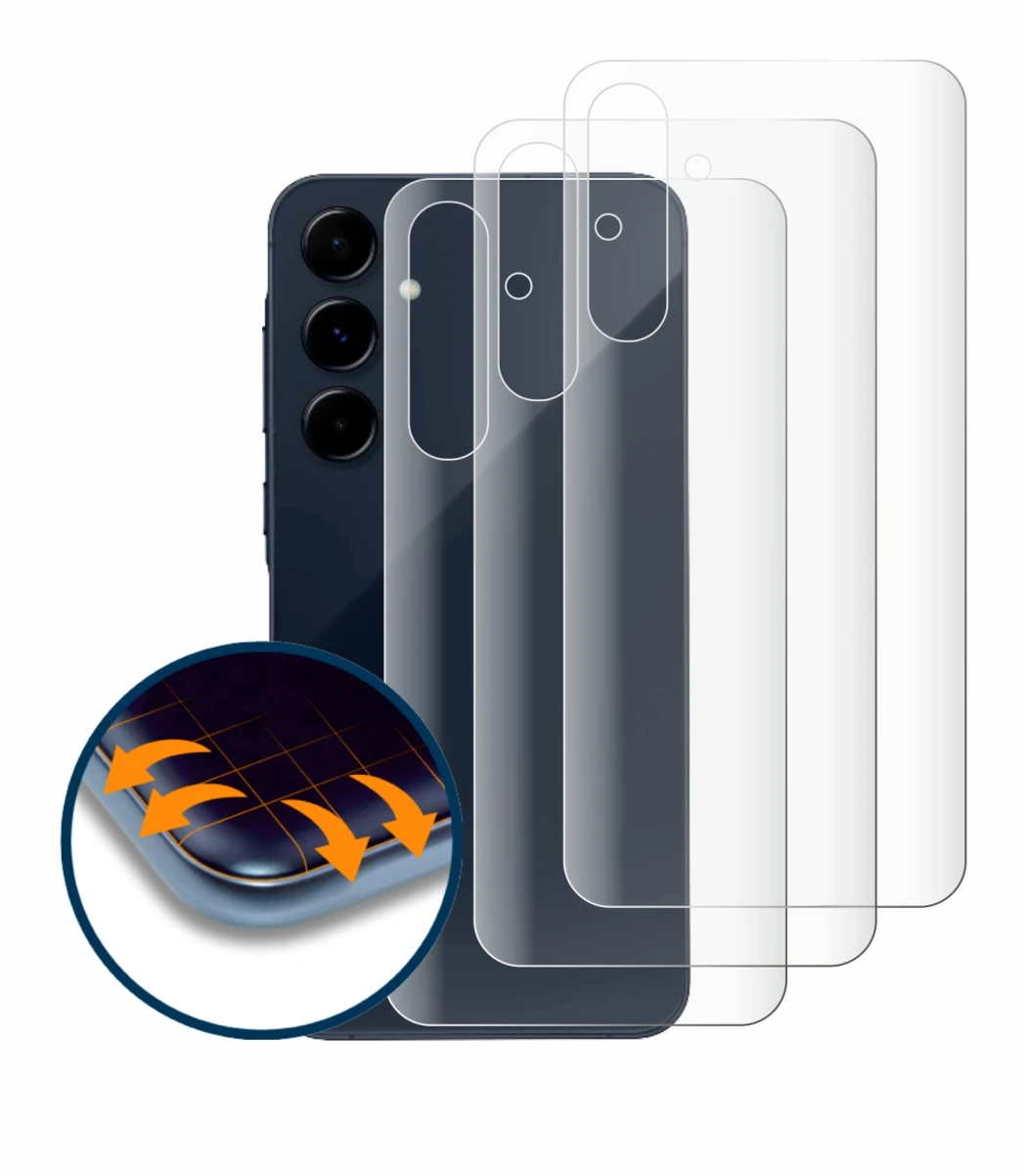 Imagen del dispositivo Samsung Galaxy A35 5G (Trasero) con una amplia variedad de protectores de pantalla.